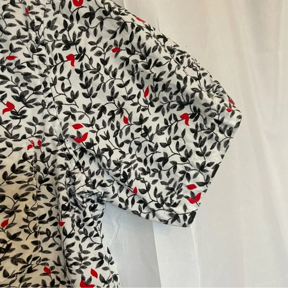 MONUMENT Men’s Cotton Button Down Short Sleeve Grey Red Leaf Small - Picture 8 of 14